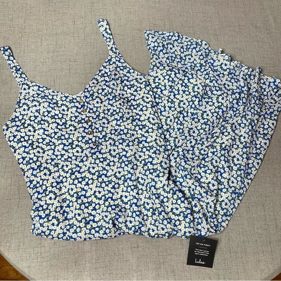 Lulu’s Darling Daisy Blue Floral Midi Dress Size Large Nwt - Picture 7 of 11